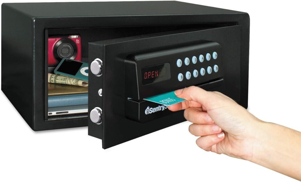 Sentry Safe X041E Electronic Lock/Card Swipe Security Safe, 1.1 ft3, 18w x 16d x 9h, Black