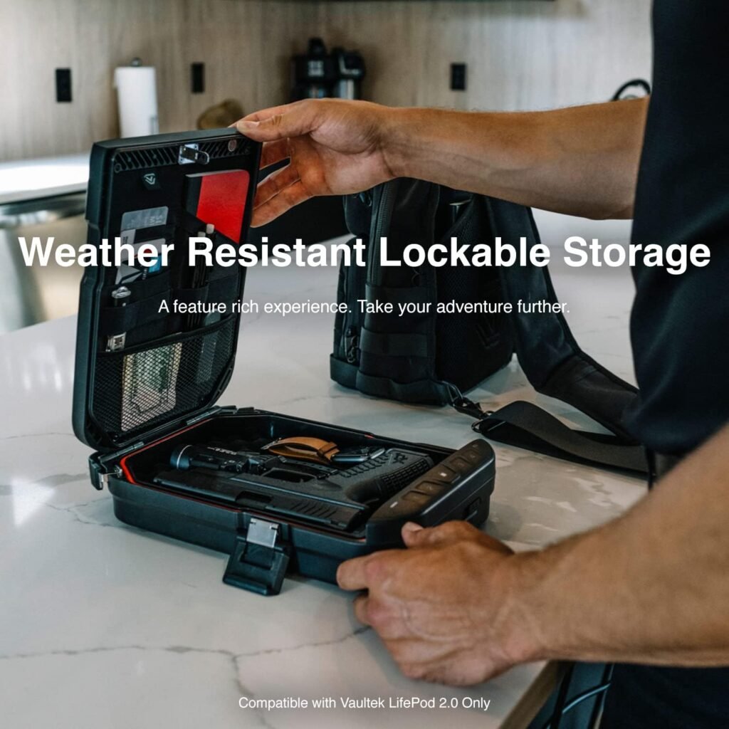 VAULTEK LifePod 2.0 Secure Waterproof Travel Case Rugged Electronic Lock Box Travel Organizer Portable Handgun Case with Backlit Keypad (Covert Black) (Biometric)