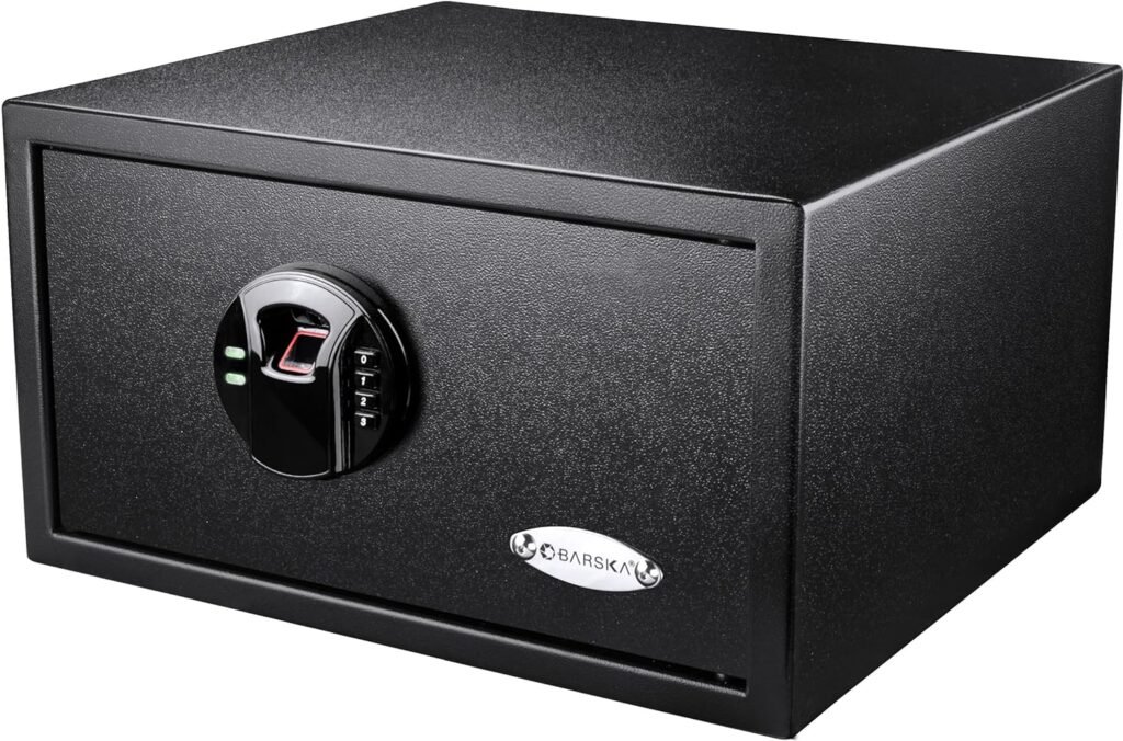 Barska AX12840 Biometric Fingerprint Keypad Security Home Safe 0.99 Cubic Ft , Black