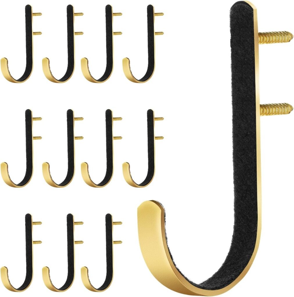 Hotop 12 Pieces Metal Gun Racks Hooks Rifles Shotgun Hooks for Wall Mount Storage for Cabinets, Offices, Walls (Gold)