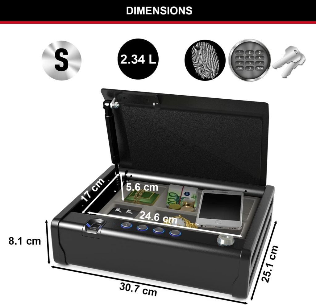 MASTER LOCK Biometric Small Safe [Fingerprint opening] MLD08EB - Best Used for Cheque Books, Money, Jewelry, Passports, Guns and More