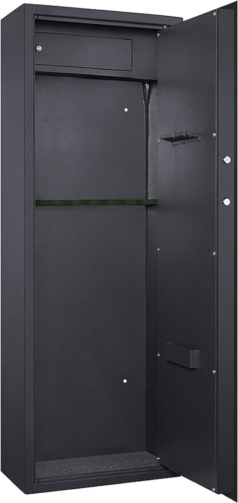 Paragon Safes 83-DT5911 Gun Safe-Rifle Cabinet Holds 8 Firearms, Ammunition, and Handguns-Opens Exterior and 2 Keys for Interior (Black), 54.25 in x 11 in x 19.75 in, Dark Gray