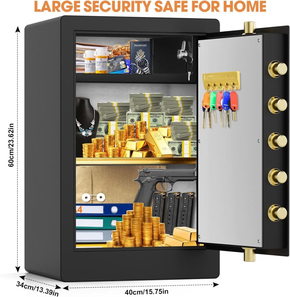 4.0 Cu ft Extra Large Home Safe Fireproof Waterproof, Heavy Duty Fire proof Safe Boxes for Home Use, Removable Inner Cabinet and Shelf, Anti-Theft Digital Safe Box for Home Office Hotel