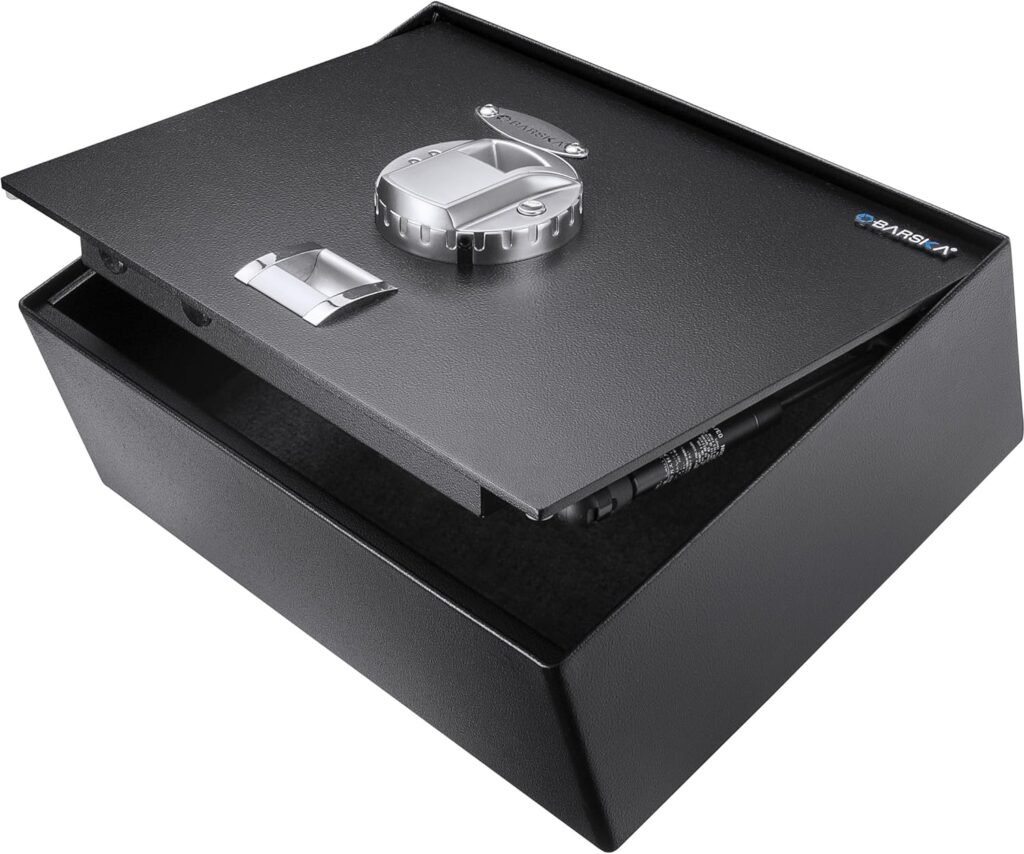 BARSKA AX11556 Biometric Fingerprint Top Opening Security Drawer Safe Box 0.23 Cubic Ft, Multi, One Size , Black , 14.75 x 11.25 x 5