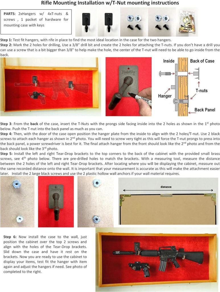 Guns: Rifle Handgun Display Case Wall Rack Cabinet w/UV Protection -Lockable, Oak