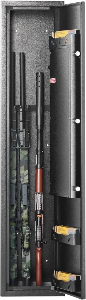 VEVOR 6 Rifles Gun Safe, Rifle Safe with Fingerprint  Digital Keypad Lock, Gun Storage Cabinet with Built-in Storage Locker and Removable Storage Shelf for Pistols  Home Long Gun
